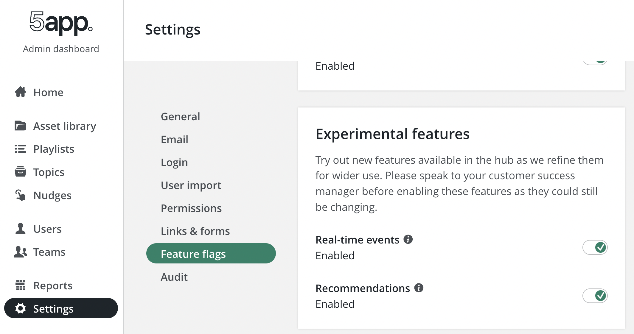 Experimental features feature flags